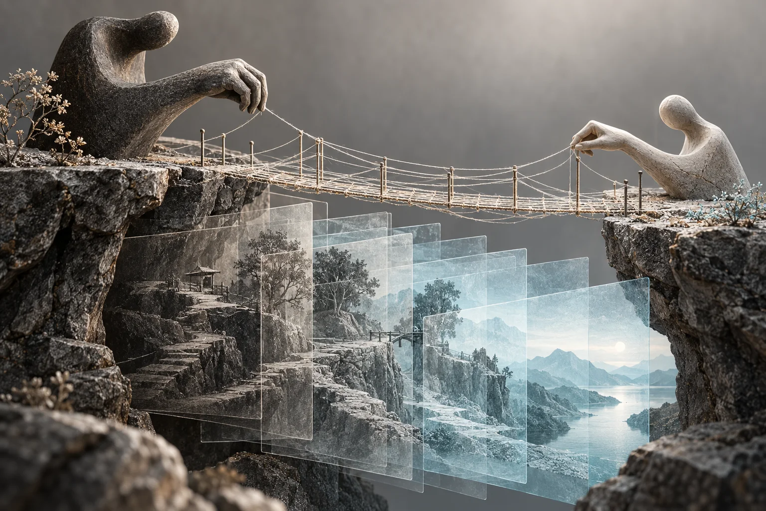 Experienced and newer learners build a fragile bridge from many strands of shared knowledge